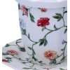 Porcelanowy kubek z sitkiem i podstawką kwiaty, 300 ml Carmani