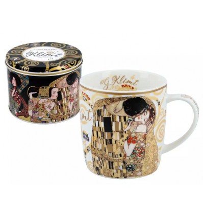 Kubek porcelanowy Pocałunek G. Klimt, 450 ml, Carmani