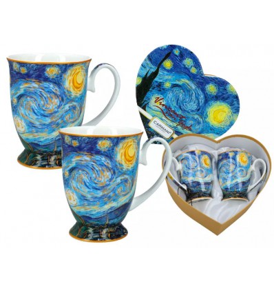 Porcelanowe kubki 2 szt. V. van Gogh Gwiażdzista noc, 280 ml, Carmani