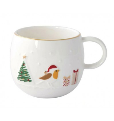 Kubek porcelanowy Świąteczny rudzik, 400 ml, EasyLife