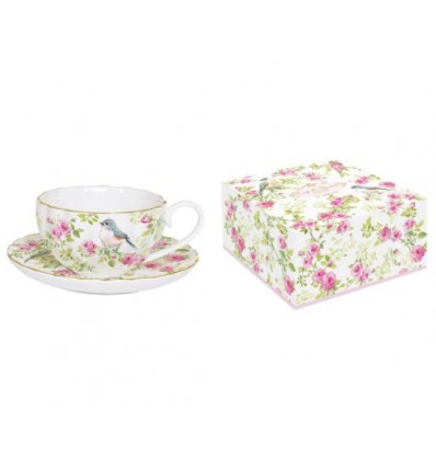 Porcelanowa filiżanka Wiosna, ptaki, róże, 200 ml, Easy Life