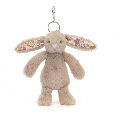 Breloczek Króliczek beżowy z kwiecistymi uszami 'Petal" 18 cm, Jellycat
