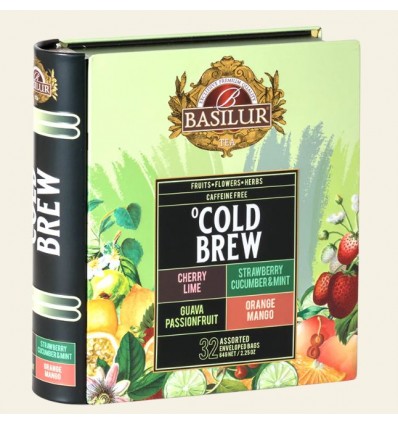 Herbata owocowa Cold Brew, 32 szt, saszetki, puszka książka Basilur, KRÓTKI TERMIN