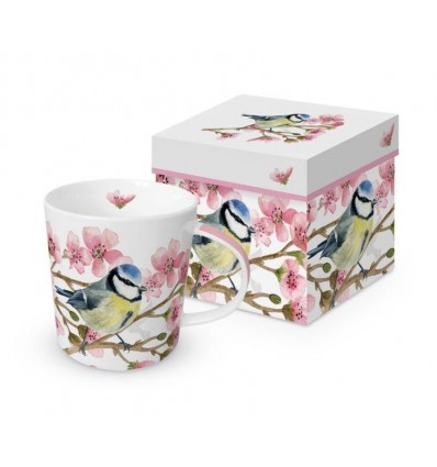 Porcelanowy kubek Sikorka na gałązce jabłoni, 400 ml, PPD