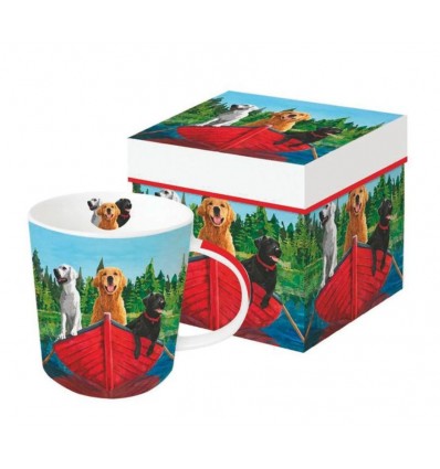 Porcelanowy kubek Psy na łódce, 400 ml, PPD
