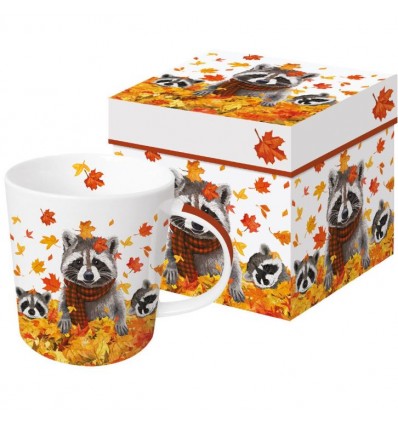 Porcelanowy kubek Rocky i przyjaciele, szopy w liściach, 400 ml, PPD