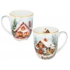 Zestaw 2 szt kubki Zimowe domki, 400 ml, Carmani