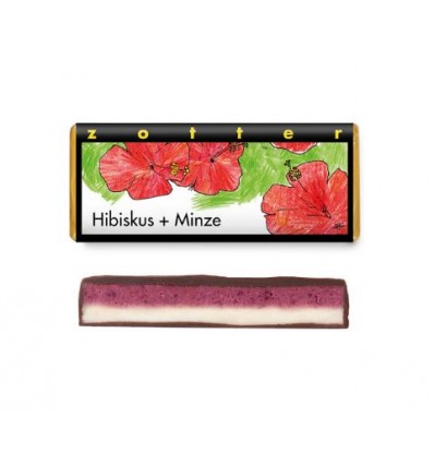Czekolada gorzka, nadziewana, z kremem miętowym, biała czekolada z hibiskusem, Zotter 70g