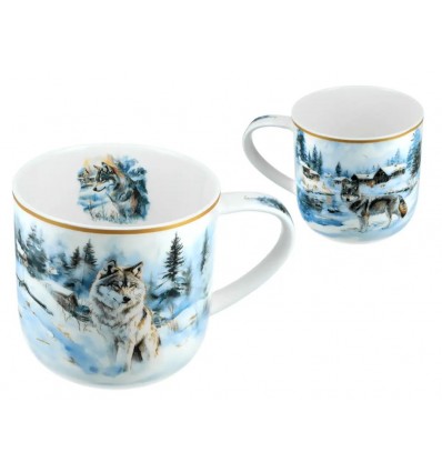 Kubek zimowy krajobraz z wilkiem, 500 ml, Carmani