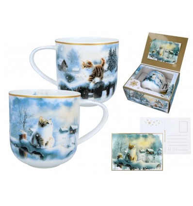 Kubek zimowy krajobraz z kotem, 500 ml, Carmani