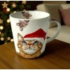 Porcelanowy kubek świąteczny Kot w czapce Mikołaja, 400 ml, PPD